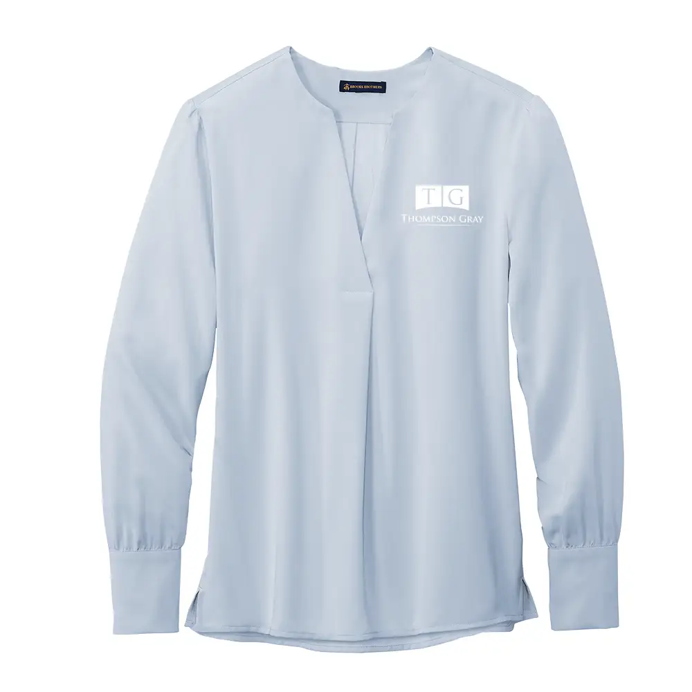 WOMEN's Brooks Brothers® Open-Neck Satin Blouse - BB18009 - LS