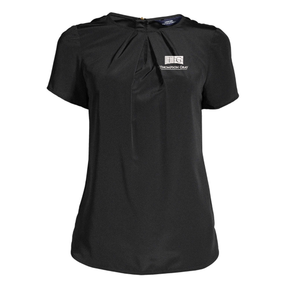 Women's Land's End Short Sleeve Keyhole Blouse Top