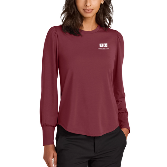 WOMEN'S Mercer+Mettle® Stretch Jersey Long Sleeve Blouson Top - MM1019 - AO