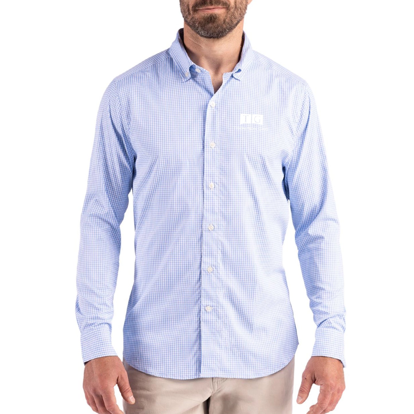 MEN's Cutter & Buck Skyline Gingham Long Sleeve Button Down Shirt, Includes Tall - MCW00236/BCW00236 - AO