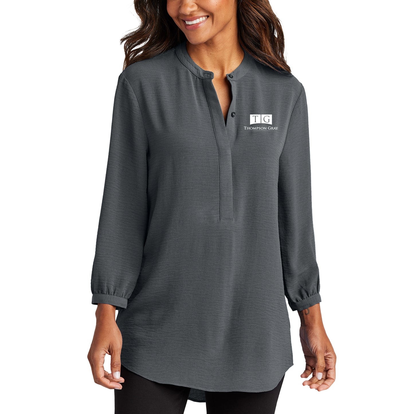 WOMEN'S Port Authority® 3/4-Sleeve Textured Crepe Tunic - LW713 - AO
