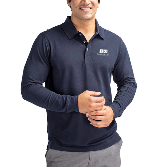 Men's Cutter & Buck Tri-Blend Pique Long Sleeve Polo - Tall Sizes Available