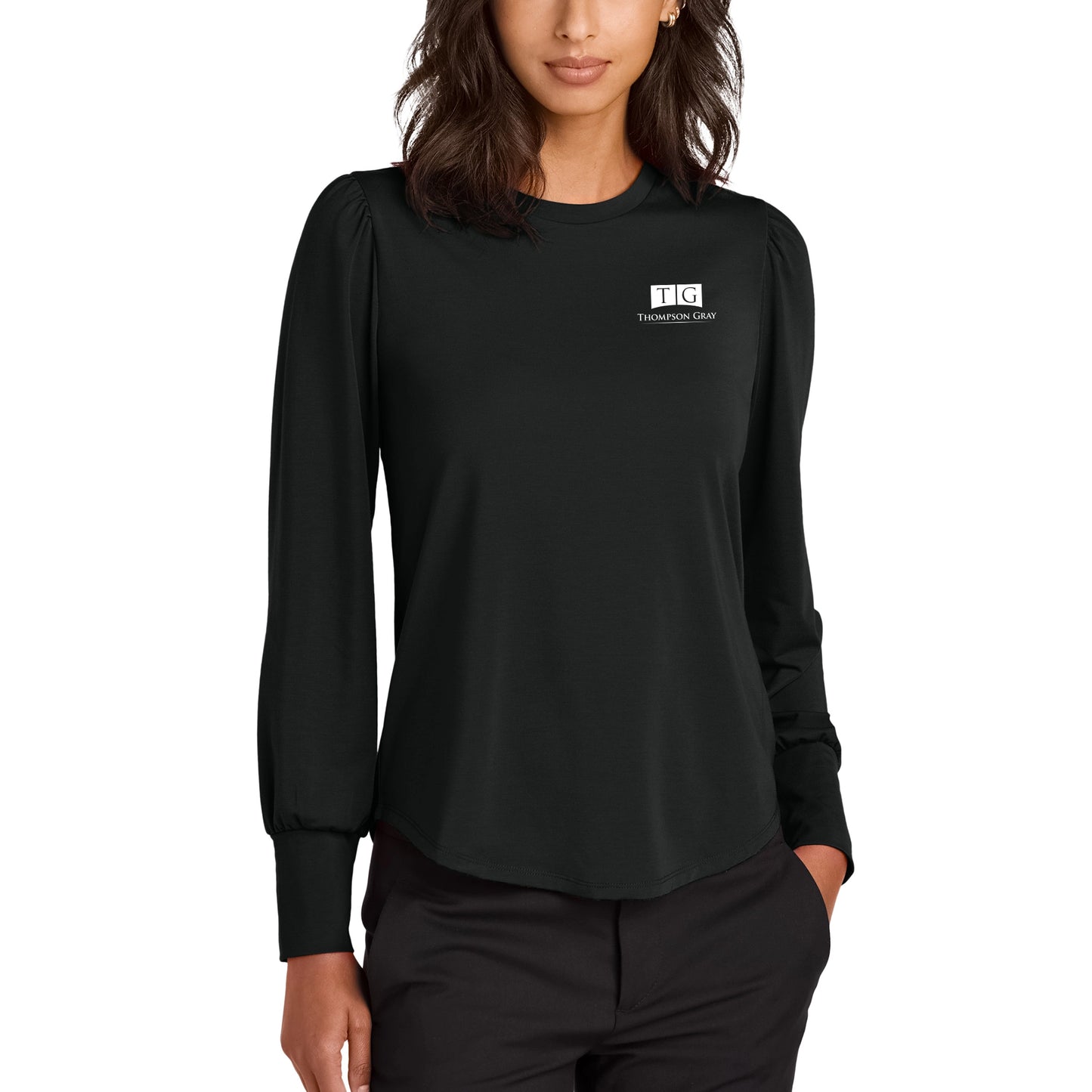 WOMEN'S Mercer+Mettle® Stretch Jersey Long Sleeve Blouson Top - MM1019 - AO