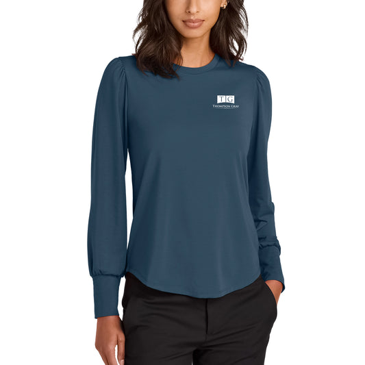 WOMEN'S Mercer+Mettle® Stretch Jersey Long Sleeve Blouson Top - MM1019 - AO